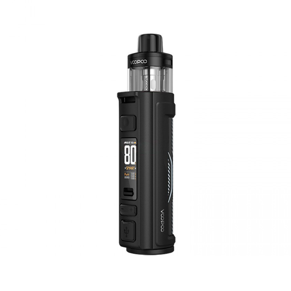 Voopoo Argus Pro vape in black, displaying 80W on its screen.