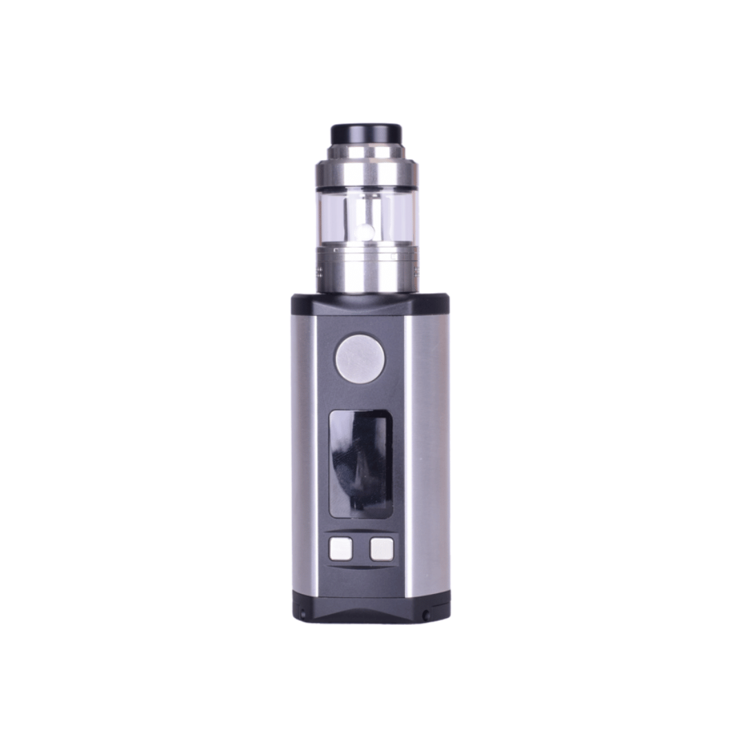 Ascent Kit Raw Silver vape device with a sleek design and digital display.