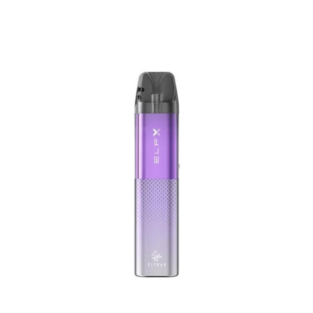 Elf Bar Elfx Pod Vape Kit in purple with sleek design and gradient finish.