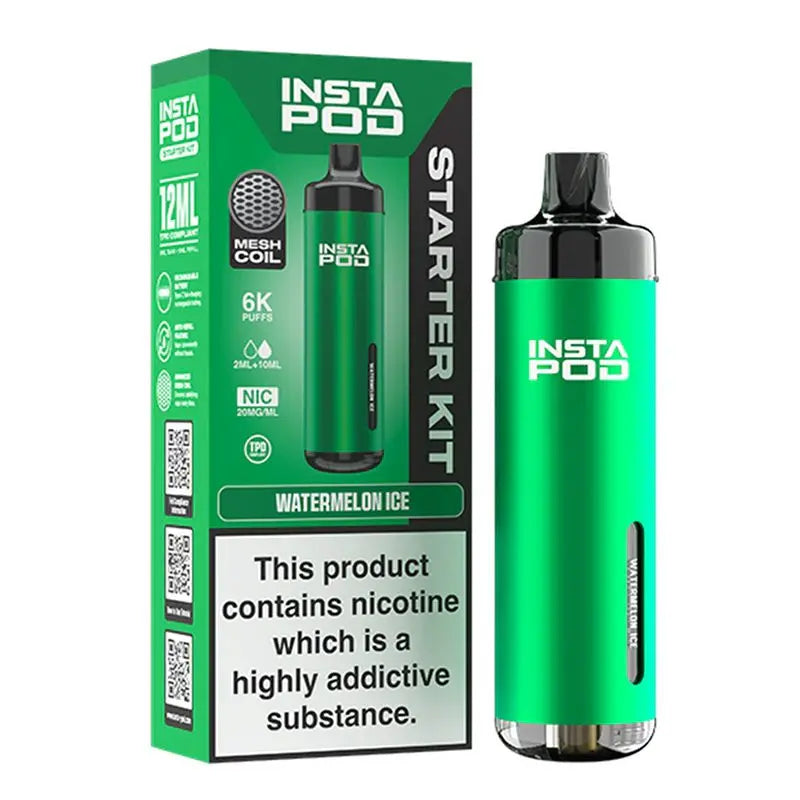 Insta Pod 6000 by Instafill Vape - 6000 puff prefilled pod kit in watermelon ice flavour