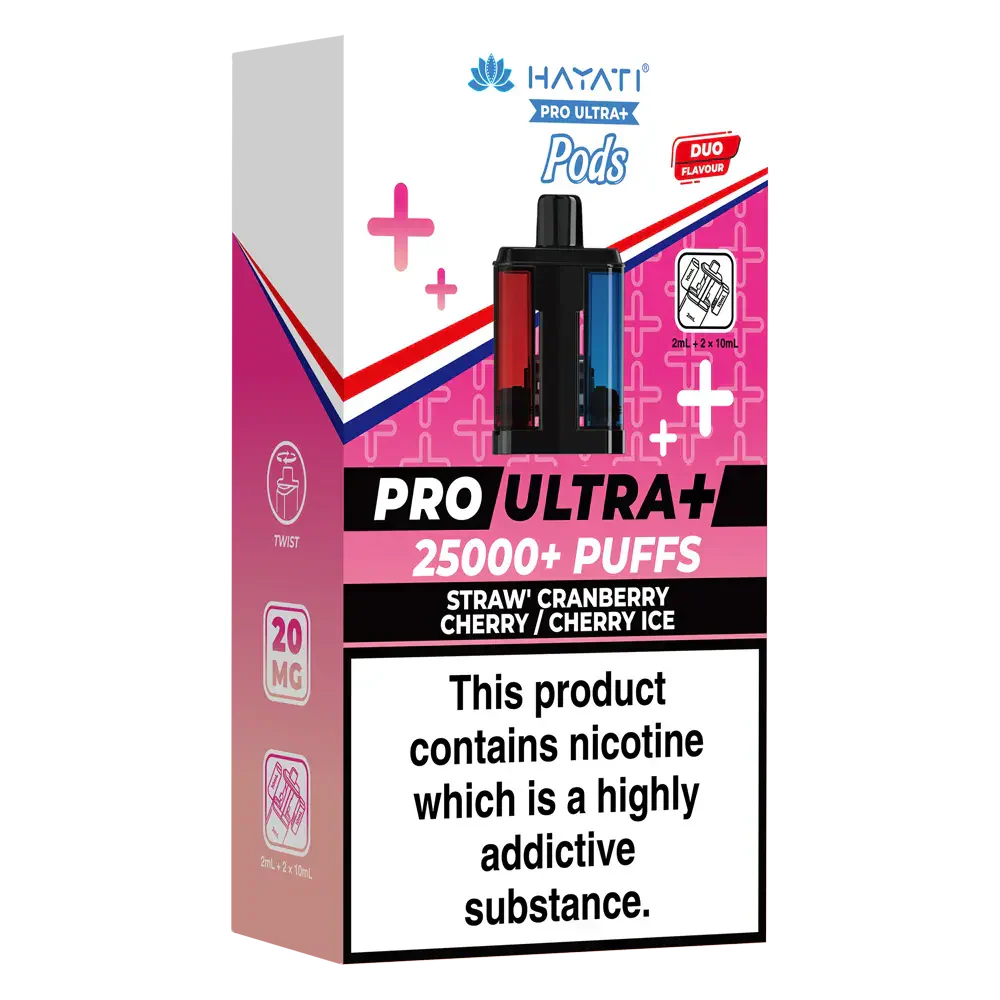 Hayati Pro Ultra Plus 25000 Straw Cranberry Cherry / Cherry Ice Prefilled Pods