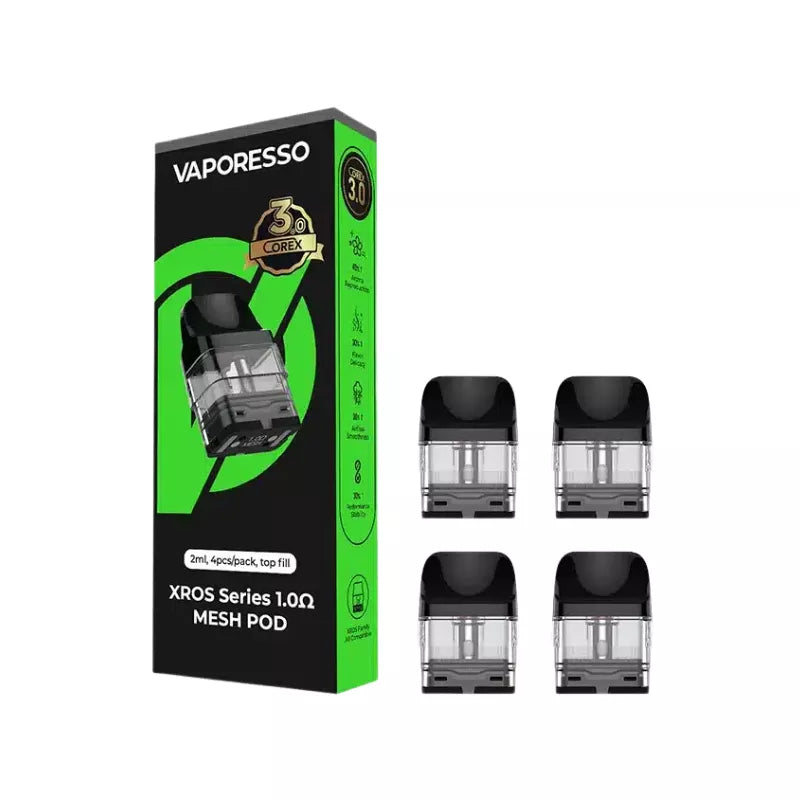 Vaporesso XROS Corex 3.0 1.0ohm Mesh Refillable Vape Pods compatible with All Vaporesso XROS Pod Vape Kits
