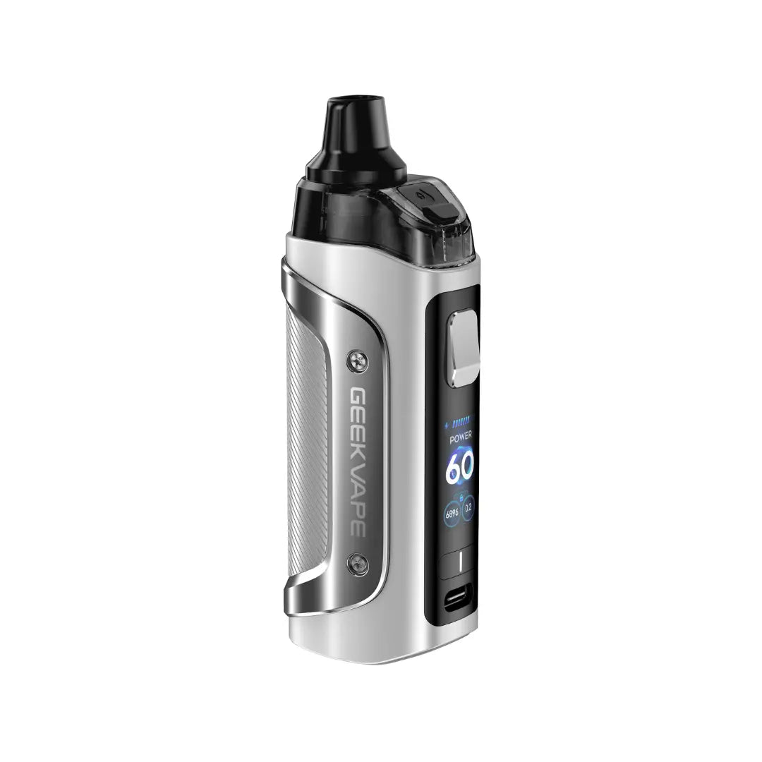 GeekVape Aegis Boost 3 Pod Vape Kit in silver perfect for nic salt vape juices