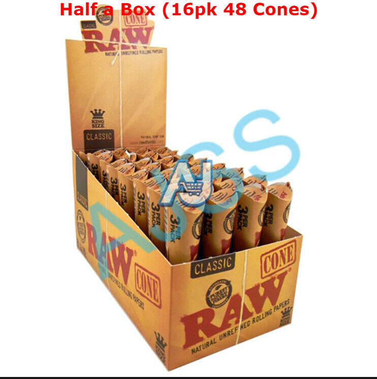 RAW King Size Pre-Rolled Cones with Tips - 110mm Rolling Papers (32pk/16pk)