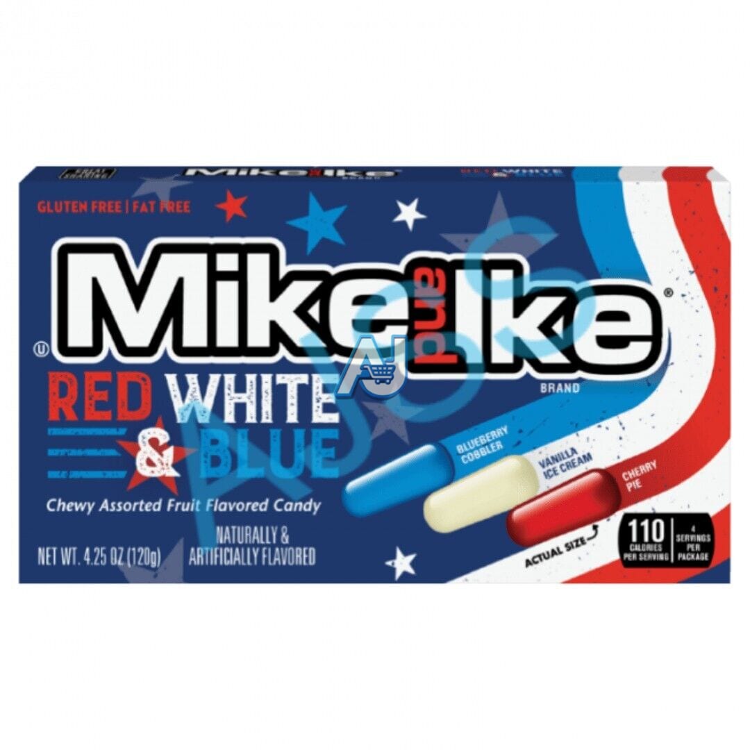 Mike and Ike Red, White & Blue Candy Theatre Box 120g (Pack of 12)