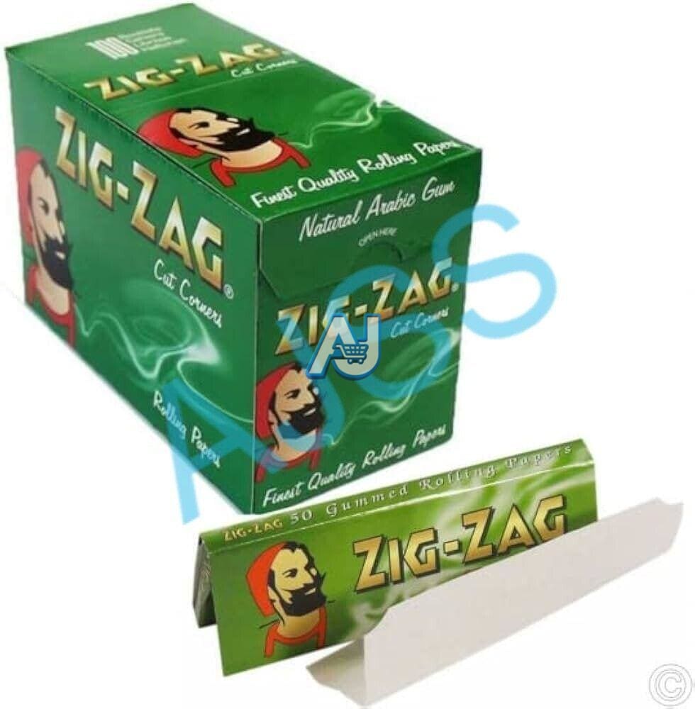 50 Packs Zig Zag Green Rolling Papers (2500 Total) - Great Value
