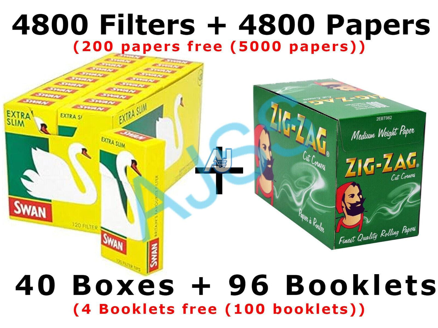 ZIG ZAG Green Regular Rolling Papers & SWAN Extra Slim Filter Tips Bundle