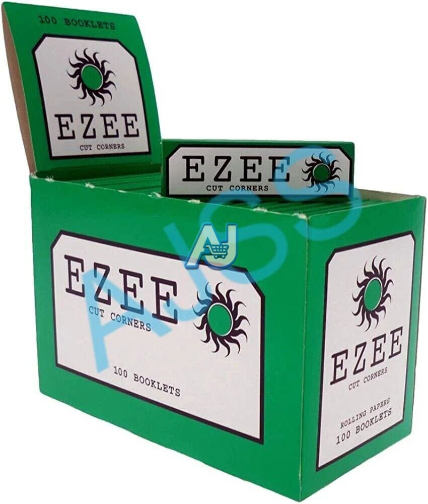 FULL BOX EZEE GREEN STANDARD x100 - Rolling Cigarette Papers Size Cut Corner