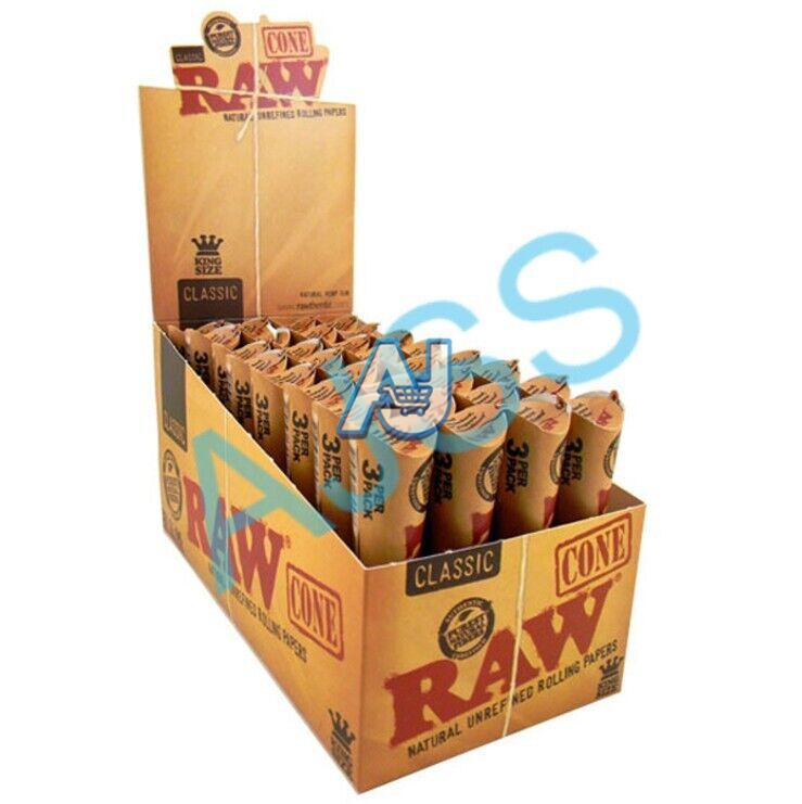 RAW King Size Pre-Rolled Cones with Tips - 110mm Rolling Papers (32pk/16pk)