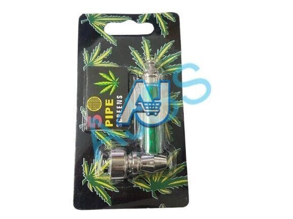 Metal Herb Smoking Pipe with 5 Pipe Screens - Compact Cigarette Pipe