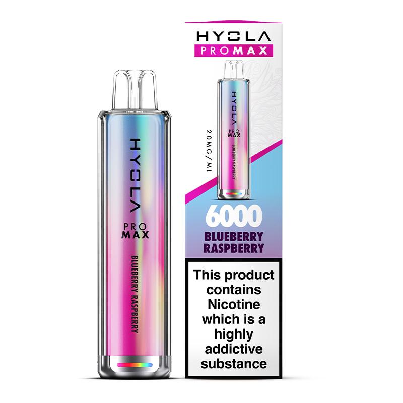 Hyola Pro Max 6000 Puffs Prefilled Vape Pod Kit Box of 10, Blueberry Raspberry Flavour