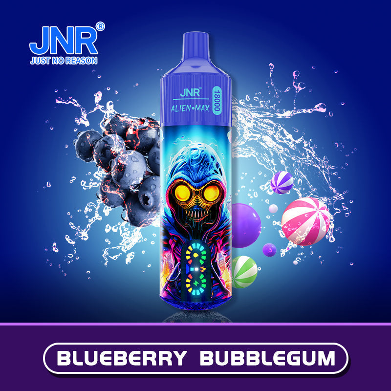 JNR Alien Max 18000 Puff Prefilled Vape Pod Kit Box of 10, Blueberry Bubblegum Flavour