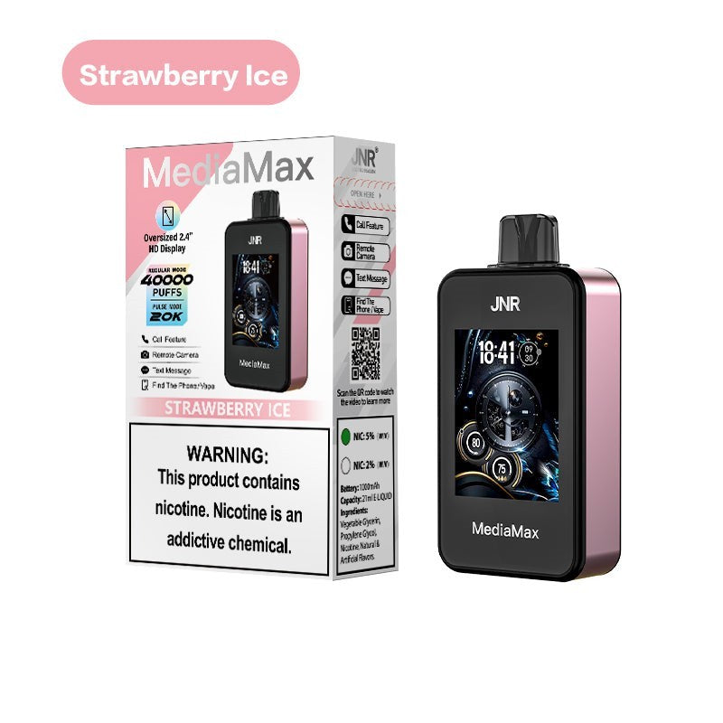 JNR Media Max 40000 Puffs Prefilled Vape Pod Kit Box of 5, Strawberry Ice Flavour
