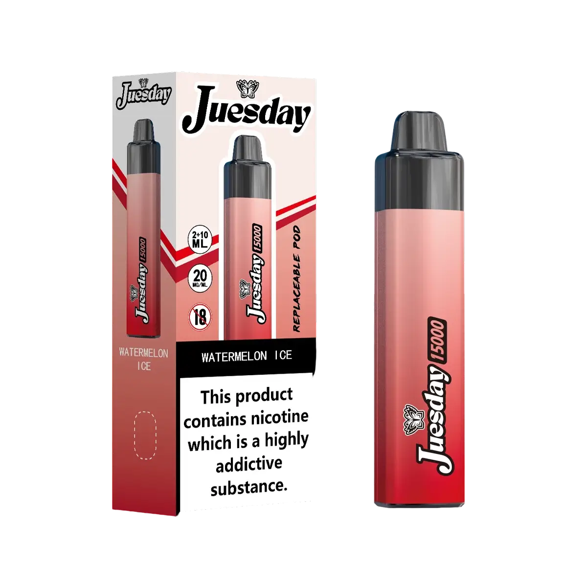 Juesday 15000 Puffs Prefilled Vape Pod Kit Box of 10, Watermelon Ice Flavour
