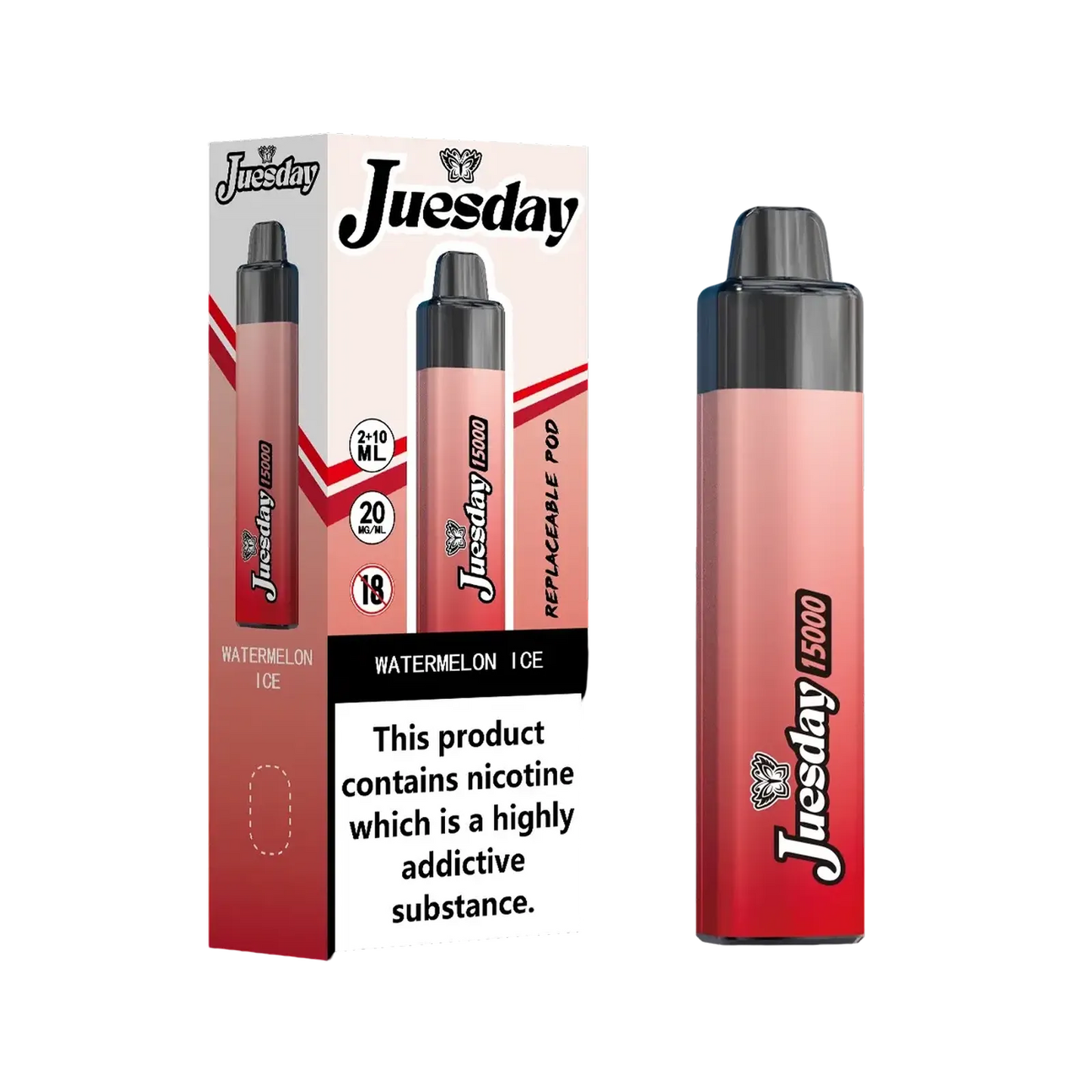 Juesday 15000 Puffs Prefilled Vape Pod Kit Box of 10, Watermelon Ice Flavour