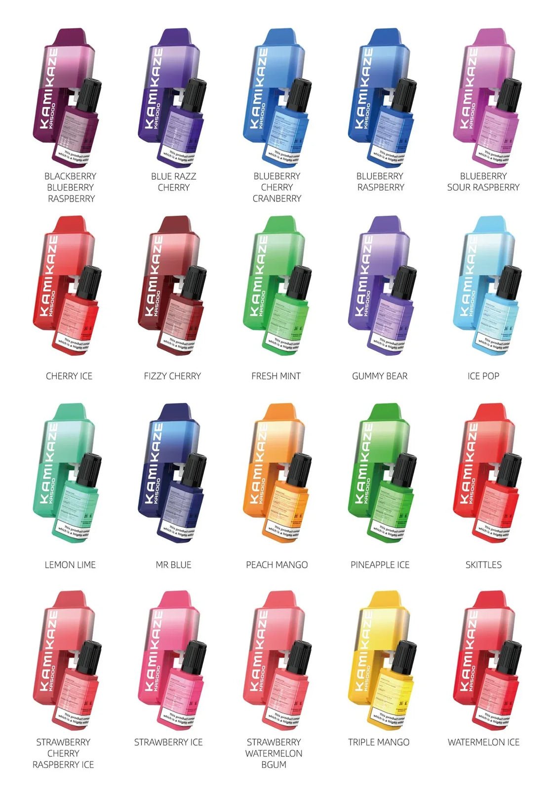 Kamikaze 5000 Puffs Prefilled Vape Pod Kit Box of 5, Aj Super Store