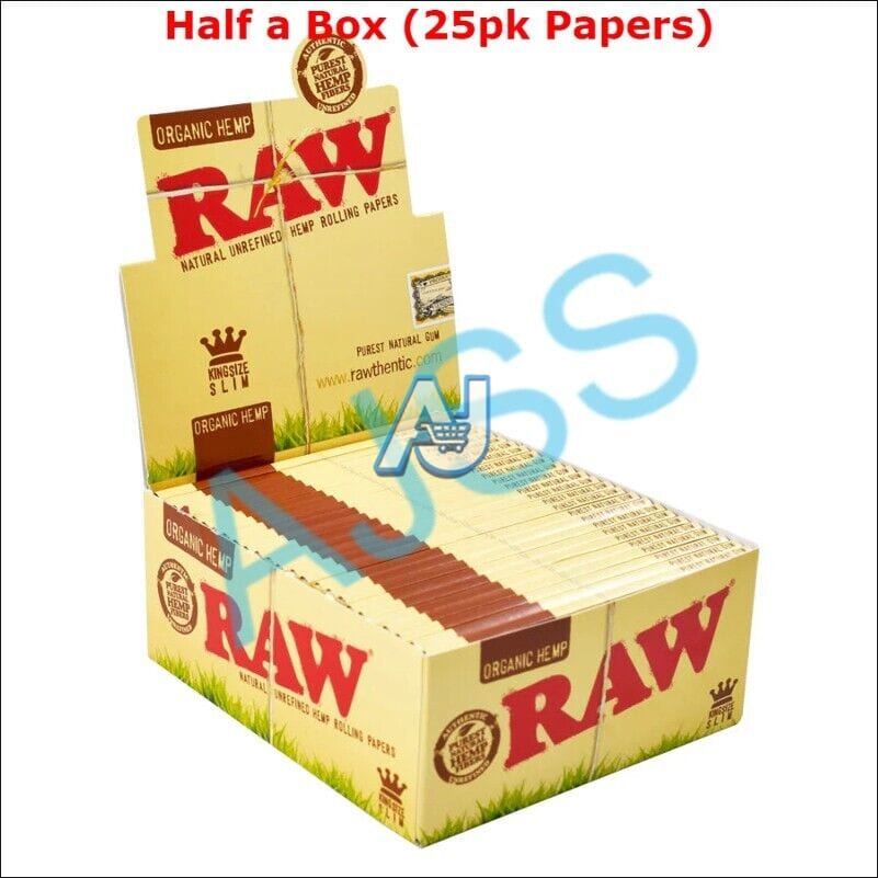 RAW Organic Hemp King Size Slim Rolling Papers 25 50 Pack, Aj Super Store
