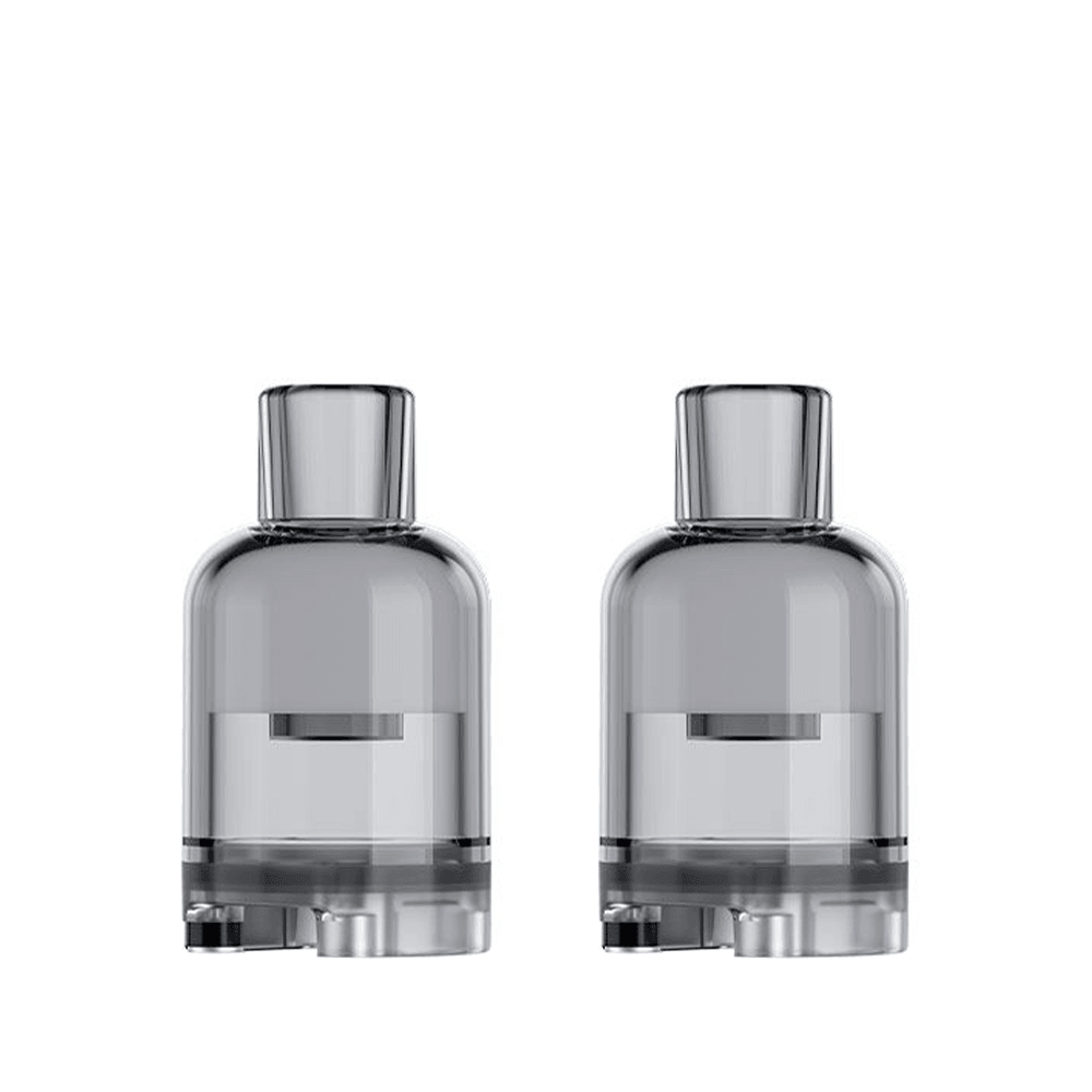Two transparent Vaporesso Moti X Mini replacement pods on a white background.