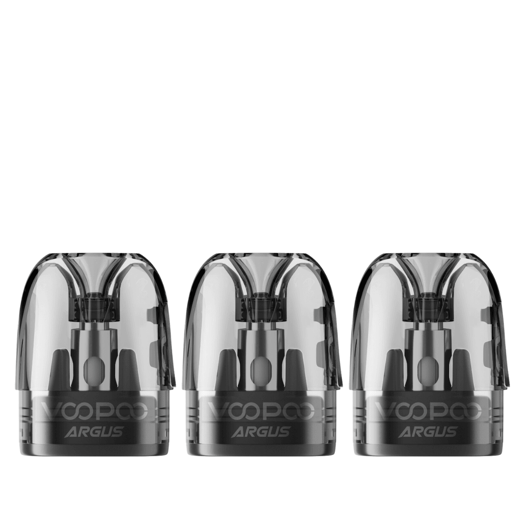 Voopoo Argus top-fill replacement pods, transparent design, set of three.