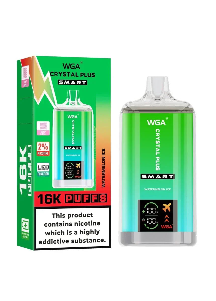 WGA Crystal Plus Smart 16K Prefilled Vape Kit Box of 10, Watermelon Ice Flavour