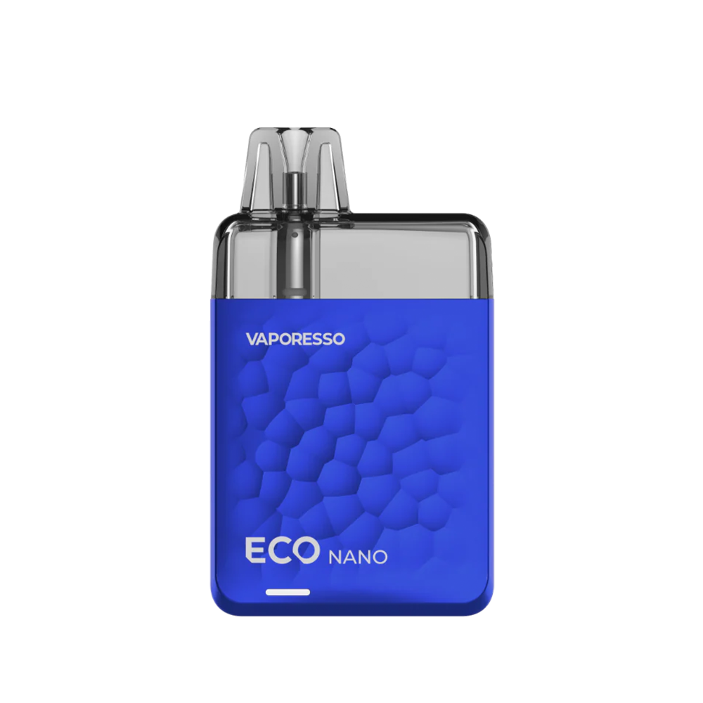 Vaporesso ECO Nano vape device in blue with a hexagonal pattern design.