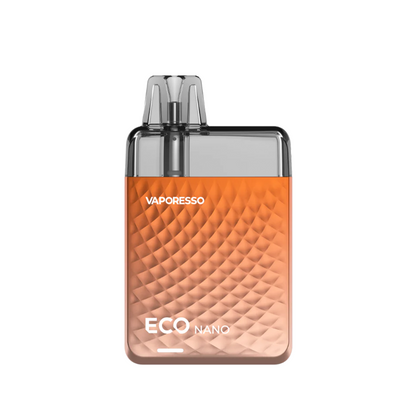 Vaporesso ECO Nano vape device, orange gradient, sleek design.