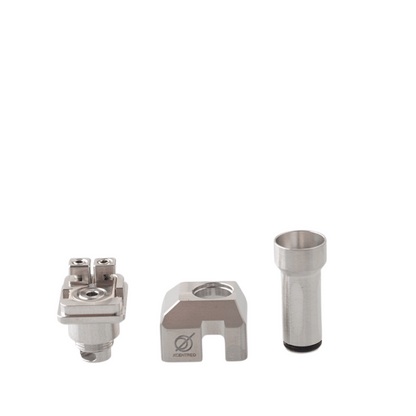 Dismantled 5AVape Psychomod Xcentred RBA, showcasing its stainless steel components.