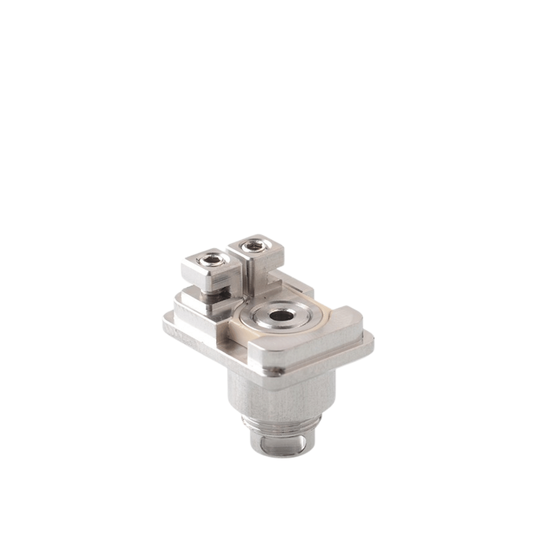 5AVape Psychomod Xcentred Style RBA SS deck, silver, isolated on white background.