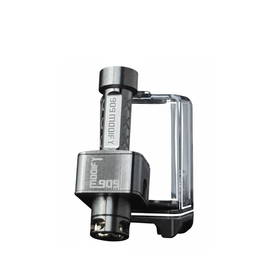 909 Modify Xtra RBA in Stainless Steel with RBA Bridge Leant up against a Clear Dot Tank