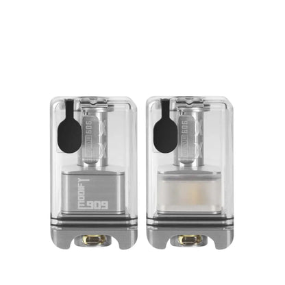 909 Modify Xtra RBA in Stainless Steel with two side by side showing both black and transparent chimney sections