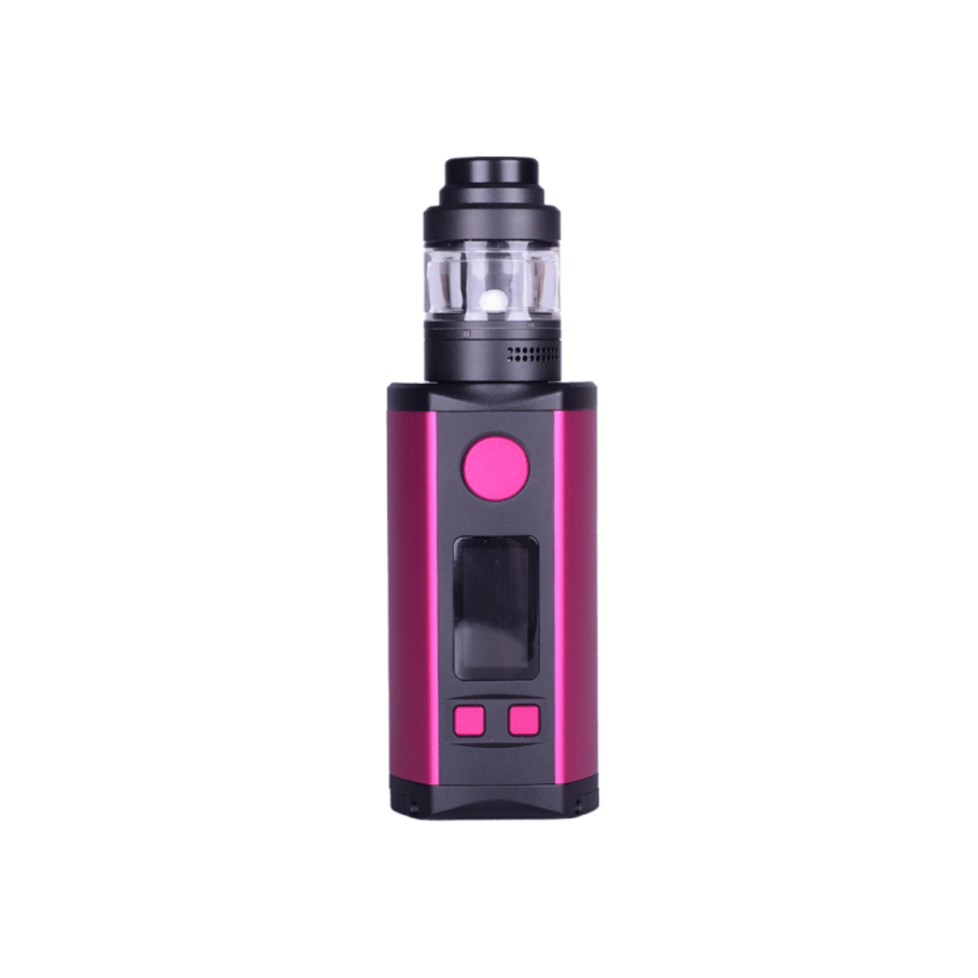 Pink and black Ascent vape kit with display and buttons.