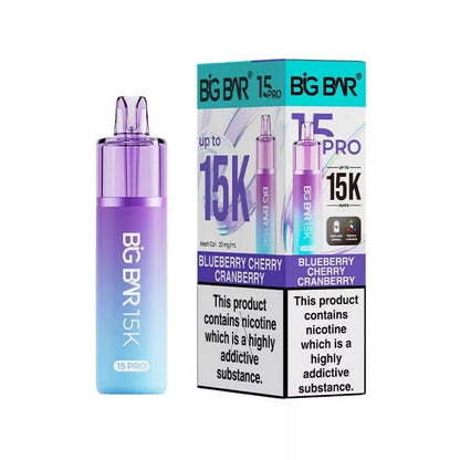 Big Bar 15K Pro Blueberry Cherry Cranberry Flavour Prefilled Pod Vape Kit with a Built-in 1400mAh Battery and up to 15,000 puffs