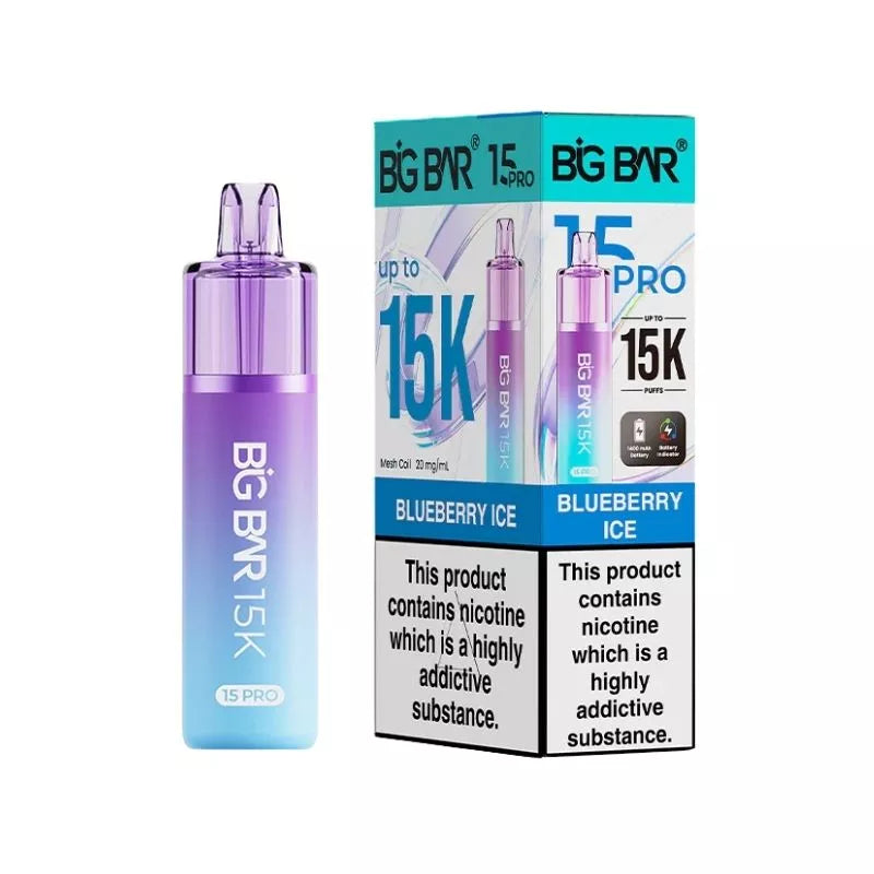Big Bar 15K Pro Blueberry Ice Flavour Prefilled Pod Vape Kit with a Built-in 1400mAh Battery and up to 15,000 puffs
