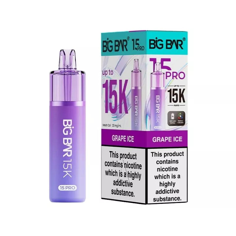 Big Bar 15K Pro Grape Ice Flavour Prefilled Pod Vape Kit with a Built-in 1400mAh Battery and up to 15,000 puffs
