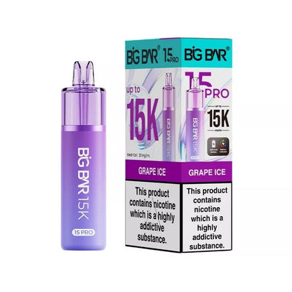 Big Bar 15K Pro Grape Ice Flavour Prefilled Pod Vape Kit with a Built-in 1400mAh Battery and up to 15,000 puffs