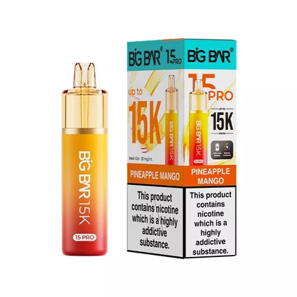 Big Bar 15K Pro Pineapple Mango Flavour Prefilled Pod Vape Kit with a Built-in 1400mAh Battery and up to 15,000 puffs