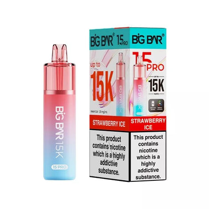 Big Bar 15K Pro Strawberry Ice Flavour Prefilled Pod Vape Kit with a Built-in 1400mAh Battery and up to 15,000 puffs