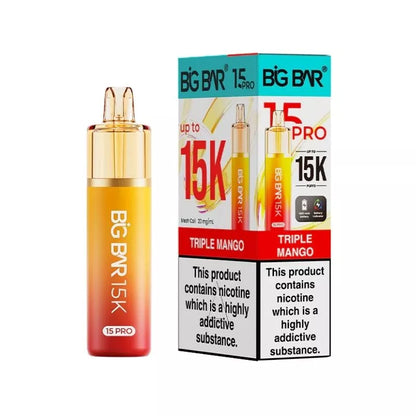 Big Bar 15K Pro Triple Mango Flavour Prefilled Pod Vape Kit with a Built-in 1400mAh Battery and up to 15,000 puffs
