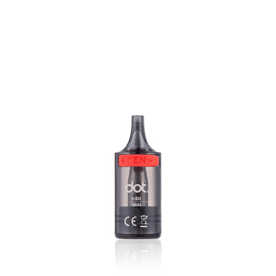 Dotmod switch replacement pod cartridge, 0.6 ohm, with a sleek black and red design.