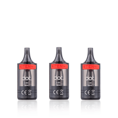 Three Dotmod switch replacement pod cartridges with red "OPEN" labels.