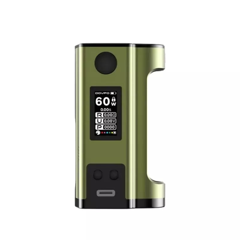 Dovpo Flipside Squonk Mod in Military Green Colour with a 0.96 inch TFT Screen - Up to 100w Power with a 18650 or 21700 Vape Battery