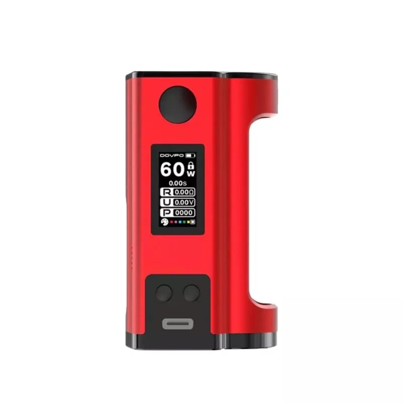 Dovpo Flipside Squonk Mod in Red Colour with a 0.96 inch TFT Screen - Up to 100w Power with a 18650 or 21700 Vape Battery