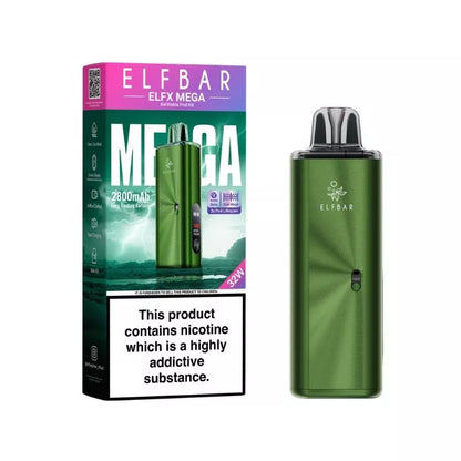 Elf Bar ELFX Mega Pod Vape Kit In Green Colour - built-in 2800mAh Battery Great to use Nic Salt Vape Juices