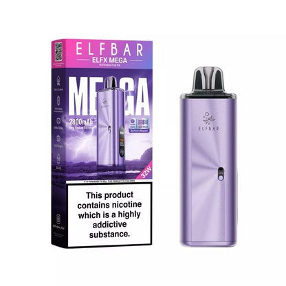 Elf Bar ELFX Mega Pod Vape Kit In Purple Colour - built-in 2800mAh Battery Great to use Nic Salt Vape Juices