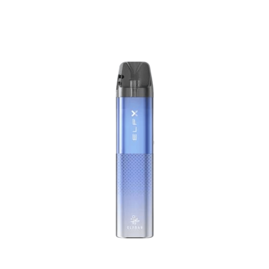 Blue Elf Bar ELFX pod vape kit with a sleek, modern design on a white background.
