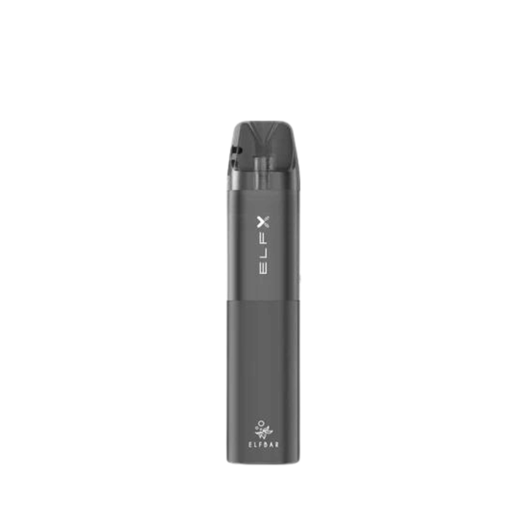 Elf Bar ELFX Pod Vape Kit in sleek grey design, showcasing the brand's logo.