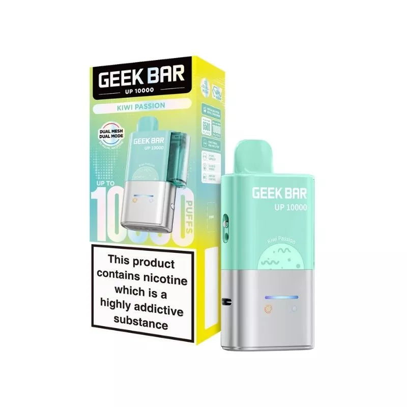 Geek Bar UP 10000 Prefilled Pod Kit Kiwi Passion Flavour up to 10,000 puffs with a 2ml Pod and 10ml Refill Container 