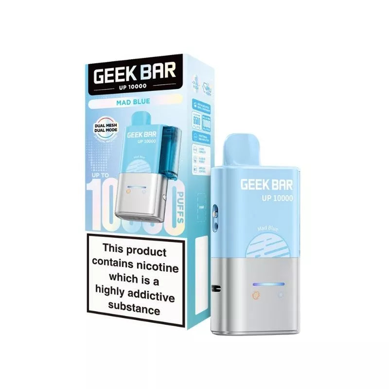 Geek Bar UP 10000 Prefilled Pod Kit Mad Blue Flavour up to 10,000 puffs with a 2ml Pod and 10ml Refill Container 