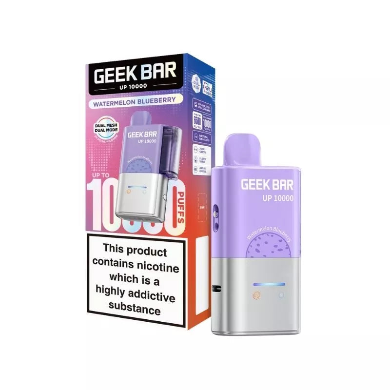 Geek Bar UP 10000 Prefilled Pod Kit Watermelon Blueberry Flavour  up to 10,000 puffs with a 2ml Pod and 10ml Refill Container 