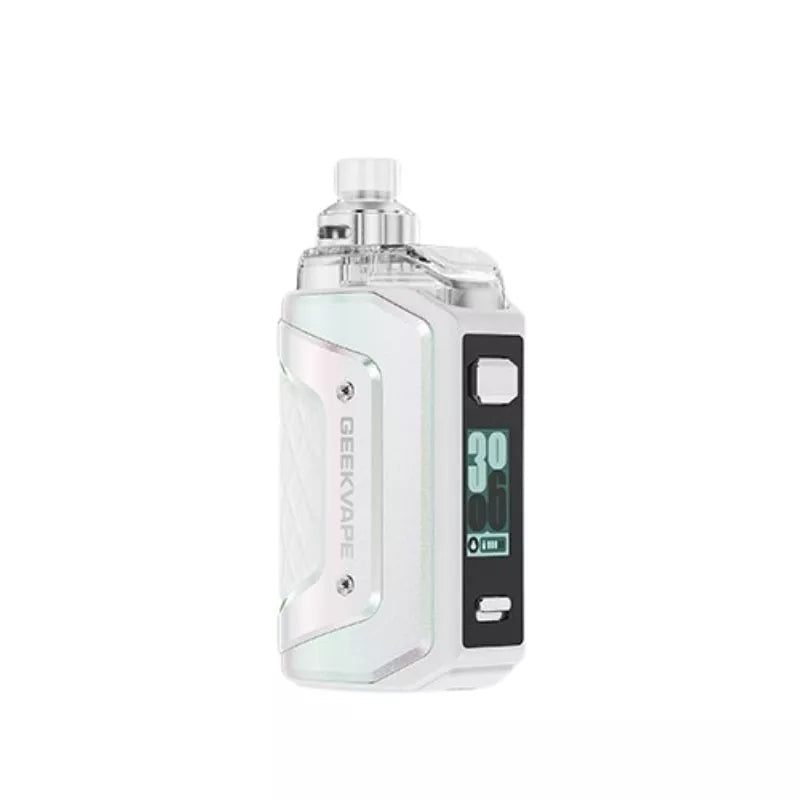 Geekvape Aegis Hero 5 Pod Vape Kit in pure white colour - great for nic salt e-liquids or 50VG/50PG Shortfill Vape Juices